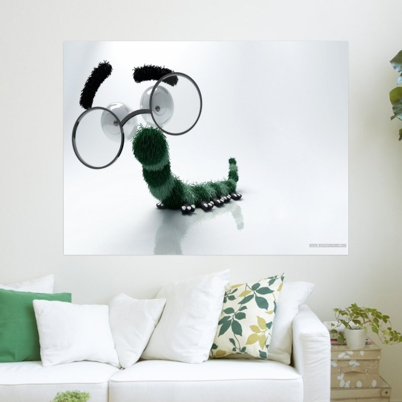 Funny Caterpillar Hd  Art Poster Print  24x18 inch