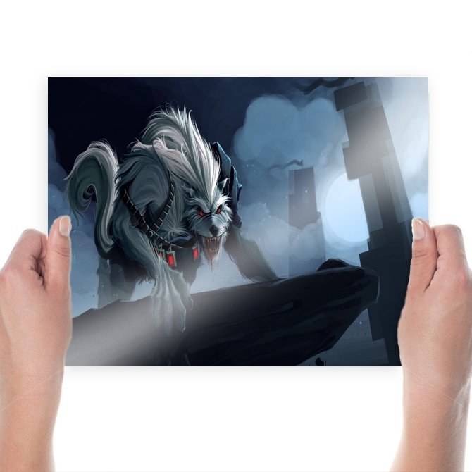 Fantasy Wolf  Art Poster Print  24x18 inch