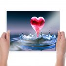 Water Heart Hd  Art Poster Print  24x18 inch