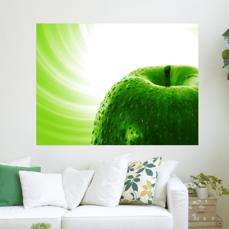 Green Apple  Art Poster Print  24x18 inch