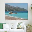 Greek Island Beach  Art Poster Print  24x18 inch