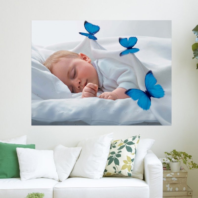 Baby Sleeping With Butterflies  Art Poster Print  24x18 inch
