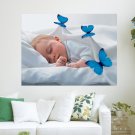 Baby Sleeping With Butterflies  Art Poster Print  24x18 inch