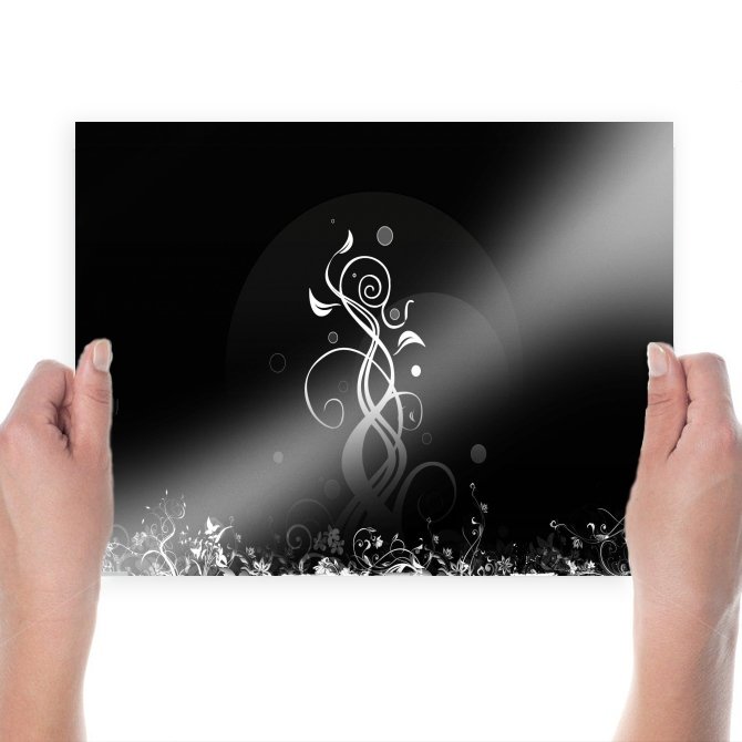 In Black Floral  Art Poster Print  24x18 inch