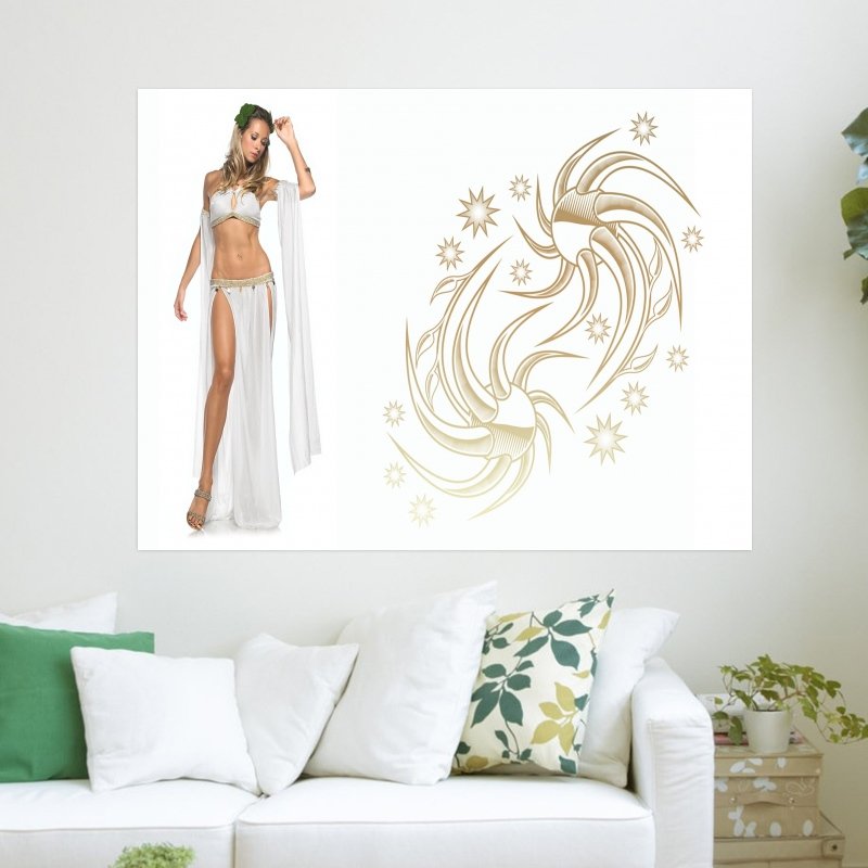 White Dress Tummy  Art Poster Print  24x18 inch