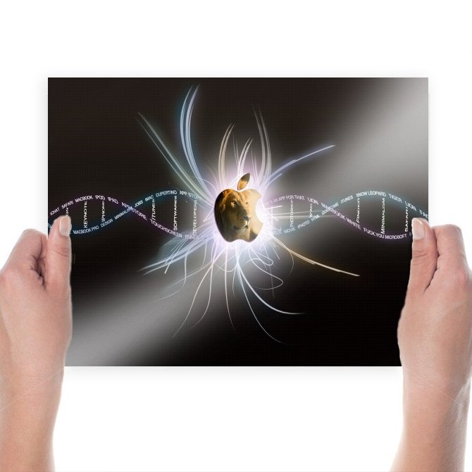 Lion In Apple  Art Poster Print  24x18 inch