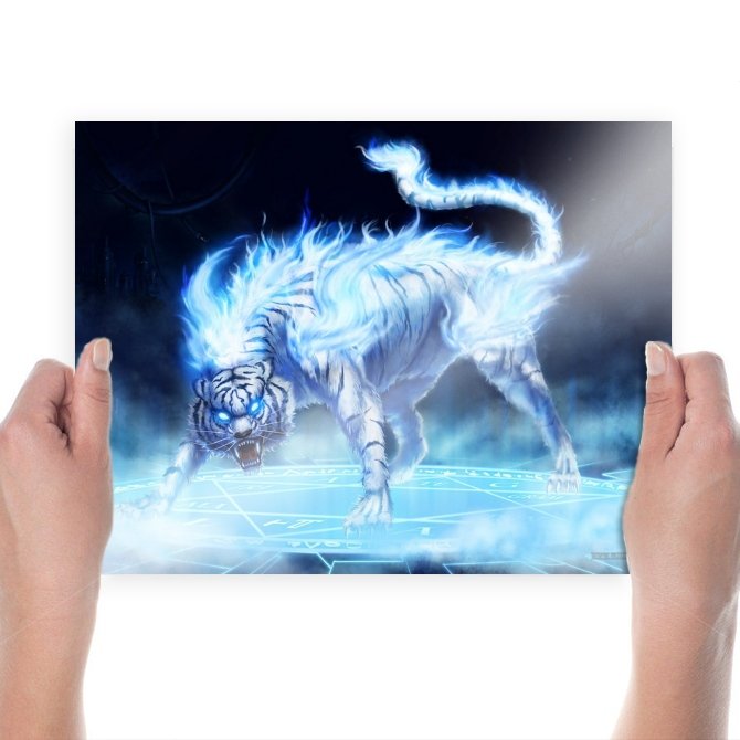 Fantasy Tiger Background Art Poster Print  24x18 inch