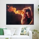 Fantasy Fire Girl  Art Poster Print  24x18 inch