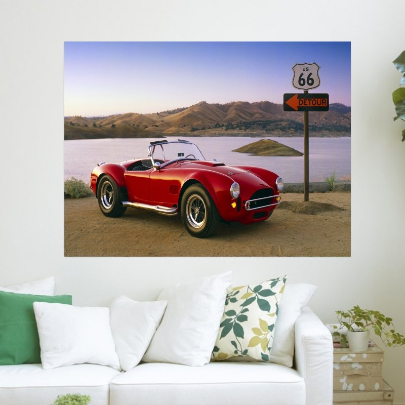 Classic Red Car  Art Poster Print  24x18 inch