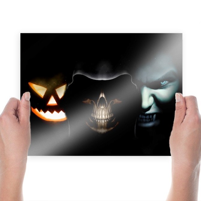 Halloween Battle 2  Art Poster Print  24x18 inch
