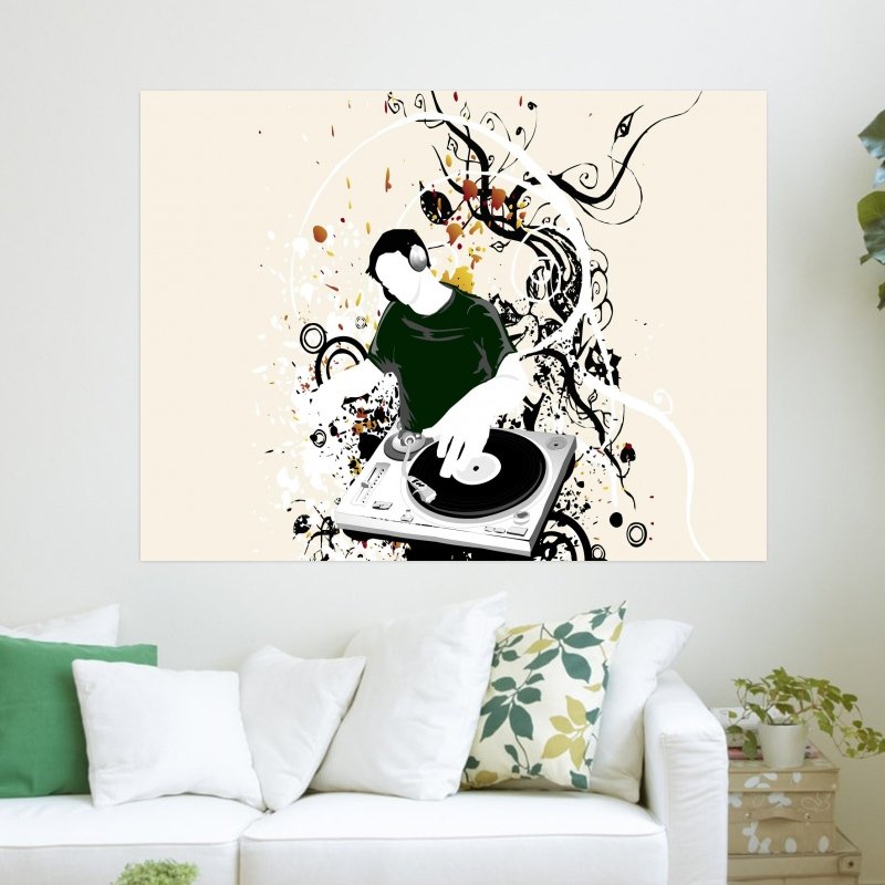 Dj Music Mixer Vector  Art Poster Print  24x18 inch