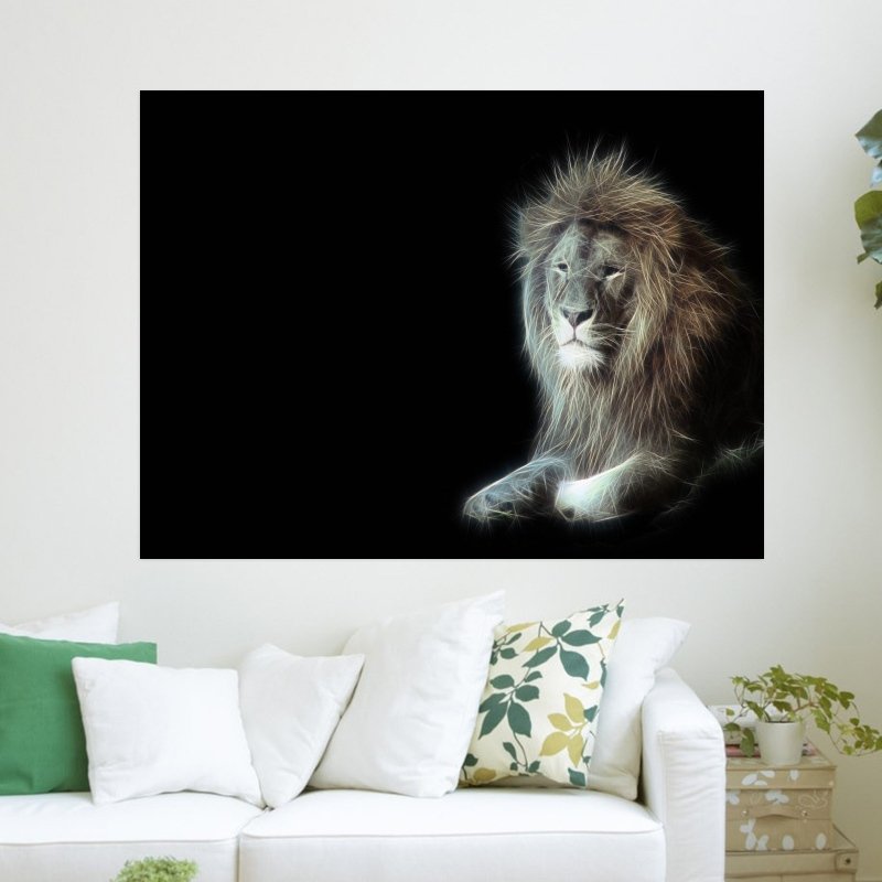 Lion Fractal  Art Poster Print  24x18 inch
