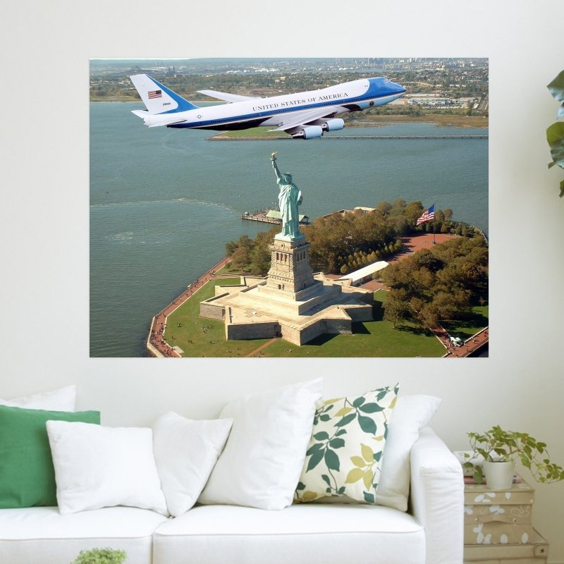 Air Force One Over Lady Liberty  Art Poster Print  24x18 inch