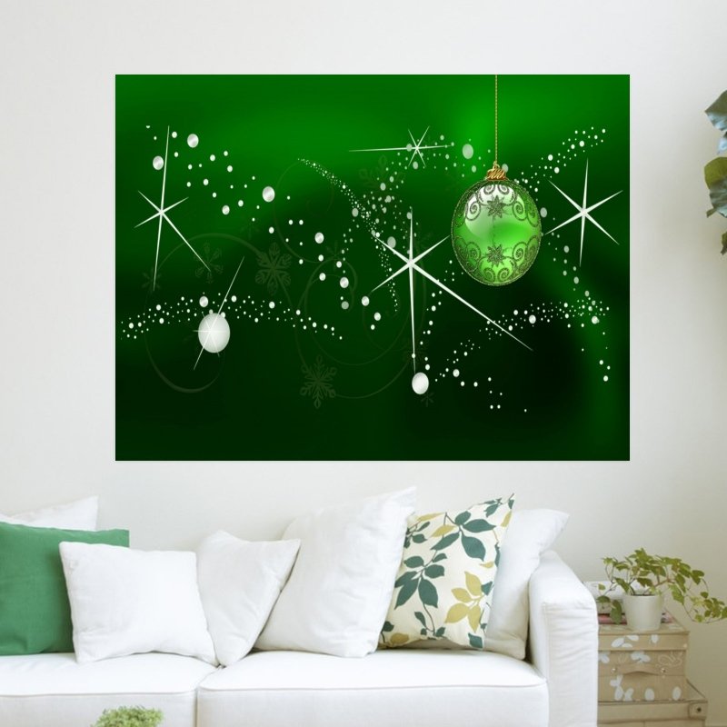 Green Christmas  Art Poster Print  24x18 inch