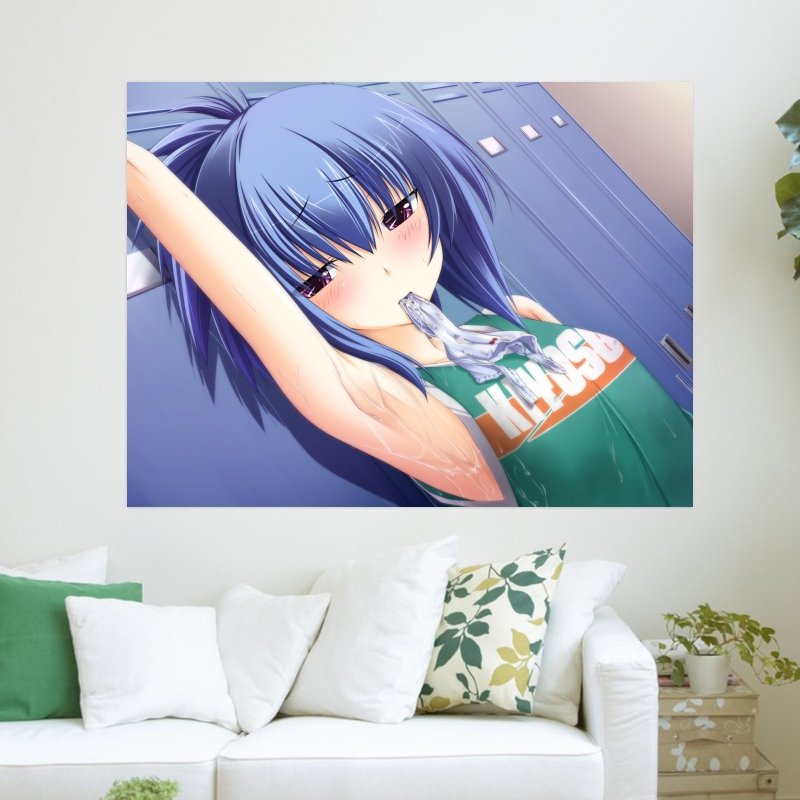 Anime Girl In Changing Room Art Poster Print 24x18 inch