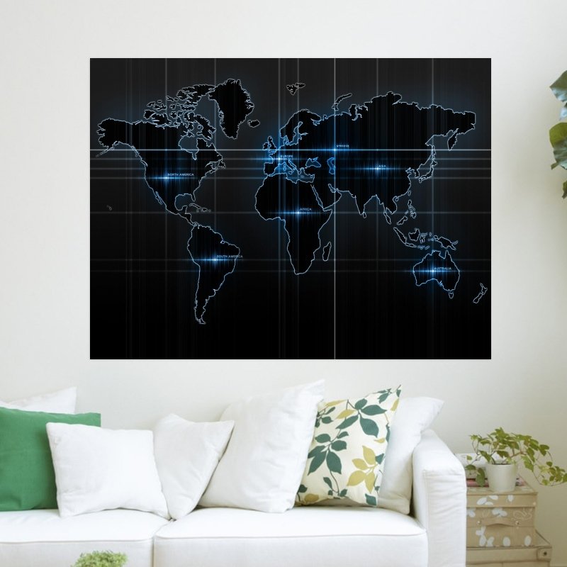 World Map  Art Poster Print  24x18 inch