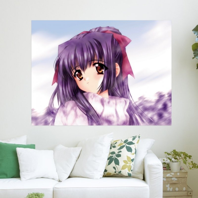 Purple Anime Girl  Art Poster Print  24x18 inch
