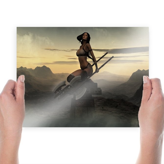 Sexy Girl Handing Axe  Art Poster Print  24x18 inch