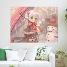 Snowman And Anime Girl  Art Poster Print  24x18 inch