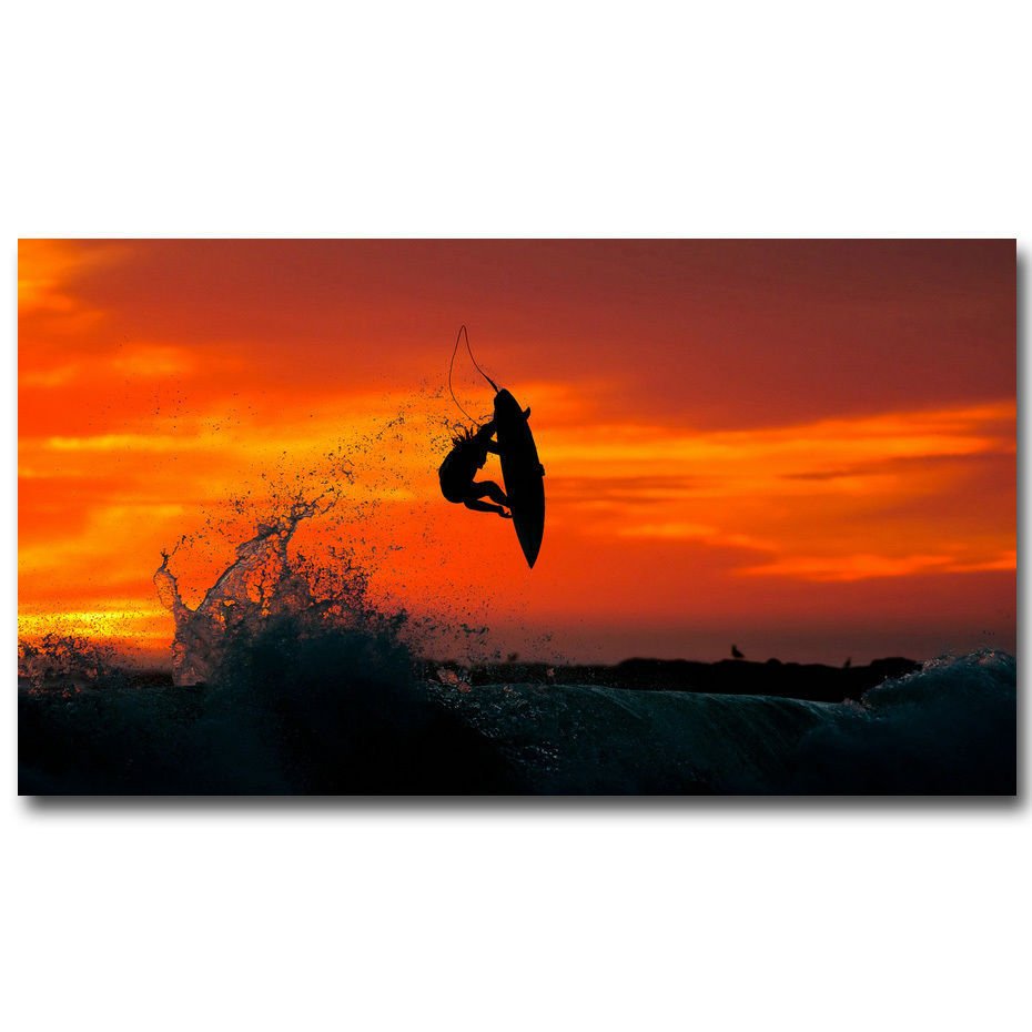 Hot Sport Surfing Sunset Ocean Waves Art Poster Print 32x24