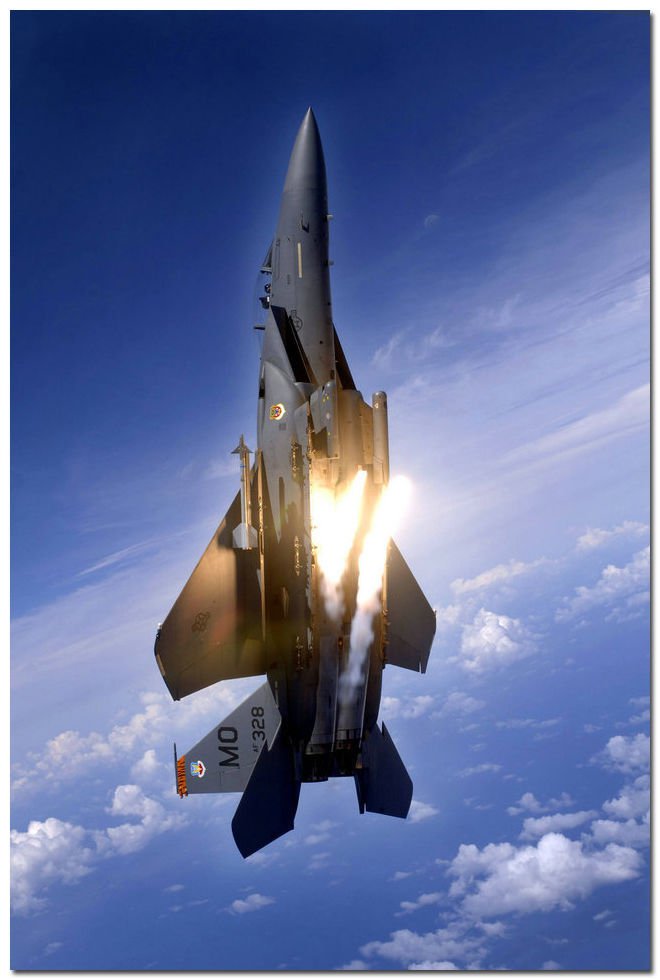 F 15 Eagle Fighter Up Aircraft Art Poster Military Fans Wall Decor 32x24
