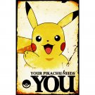 Pokemon Pikachu Needs You Anime Poster Print 32x24