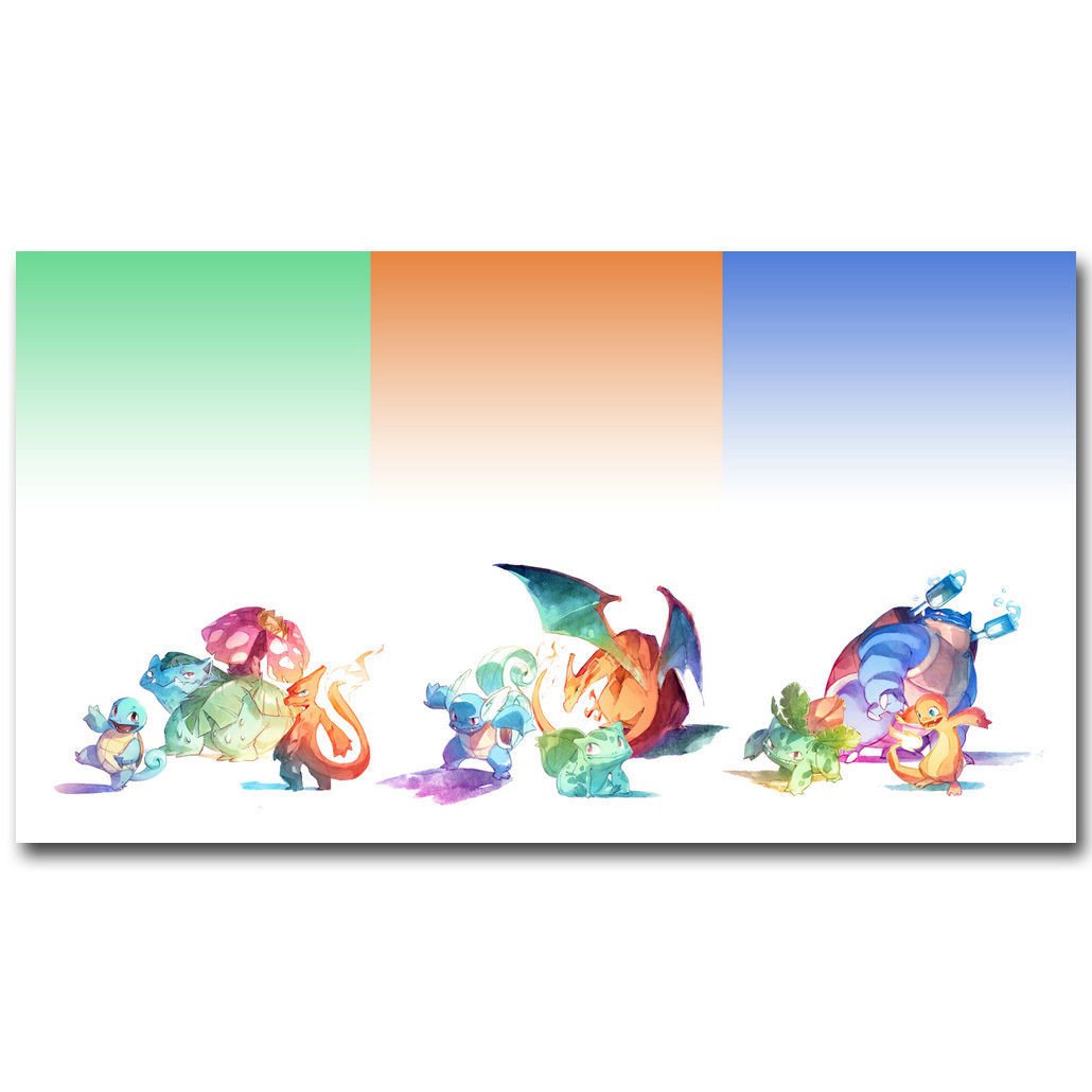 Pokemon Japanese Anime Funny Poster Charmander Squirtle 32x24
