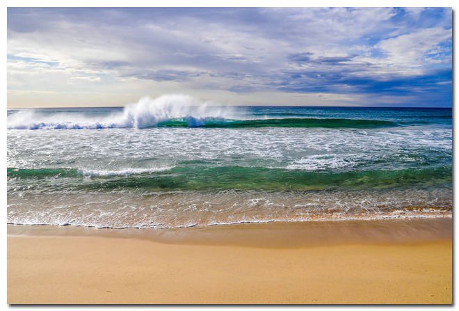 Crashing Wave Ocean Scenery Nature Art Wall Poster Blue Sea 32x24