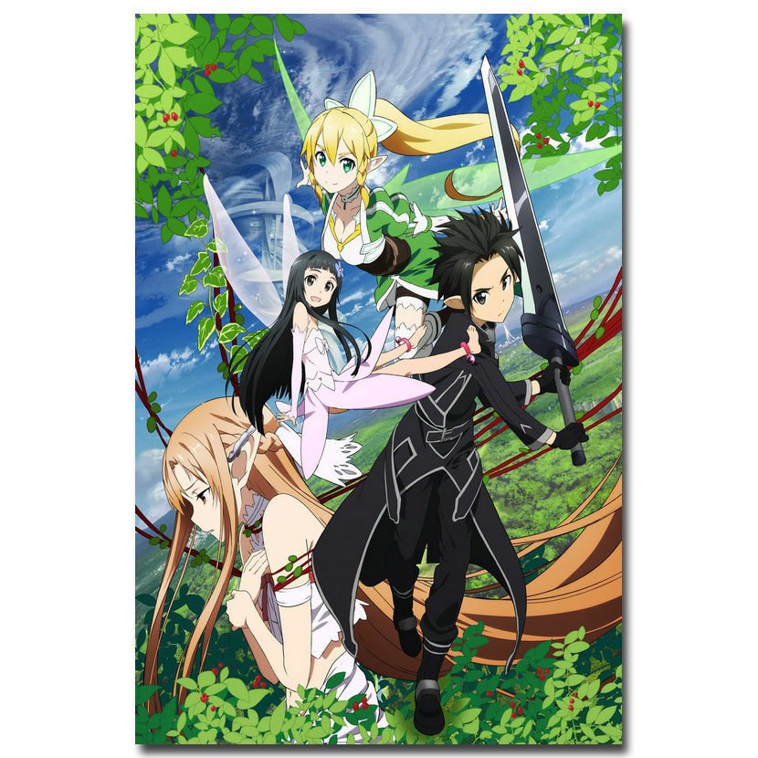 Sword Art Online Anime Art Poster Wall Kirito Asuna 32x24