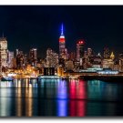 New York City Night Reflection Skyline Art Poster 32x24