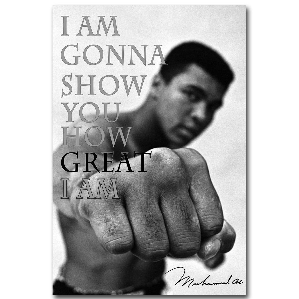 Muhammad Ali Motivational Quotes Boxing Art Poster 32x24