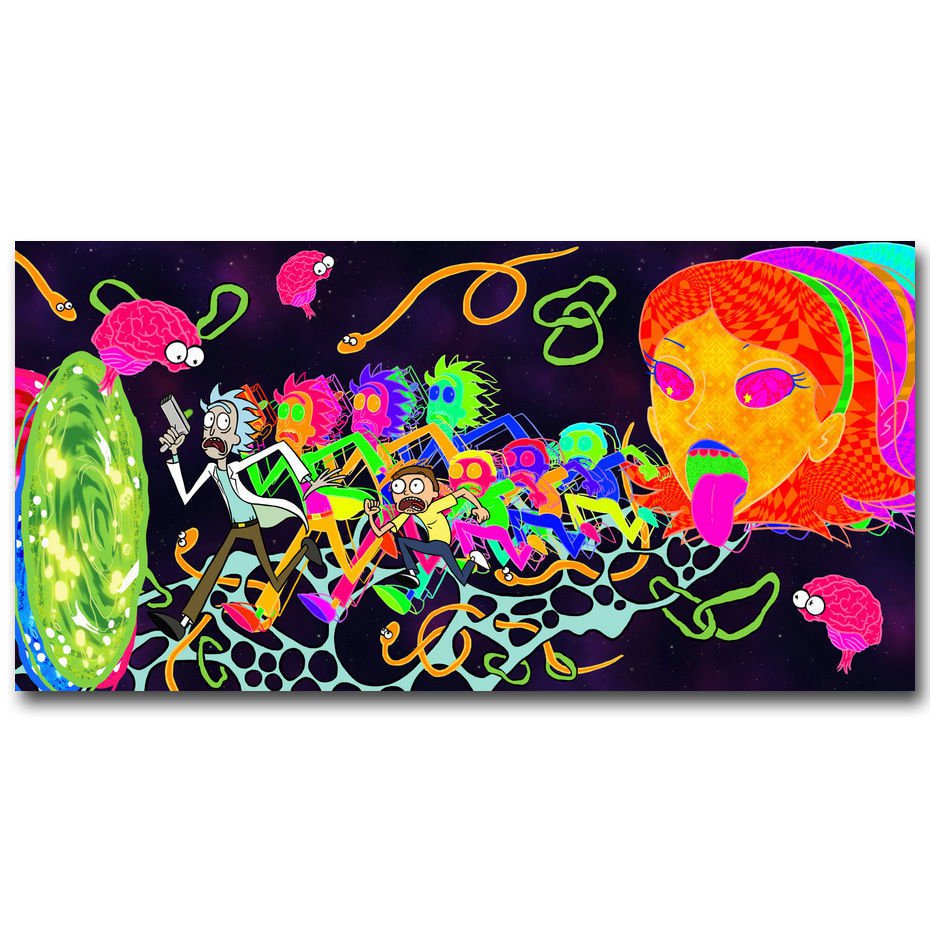 Rick And Morty Cartoon Poster Trippy 32x24