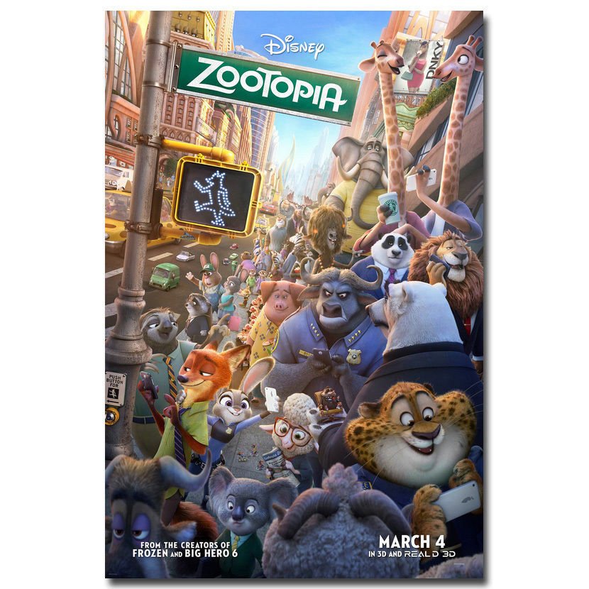 Zootopia Cartoon Movie Poster Judy Hopps Nick Wilde 32x24