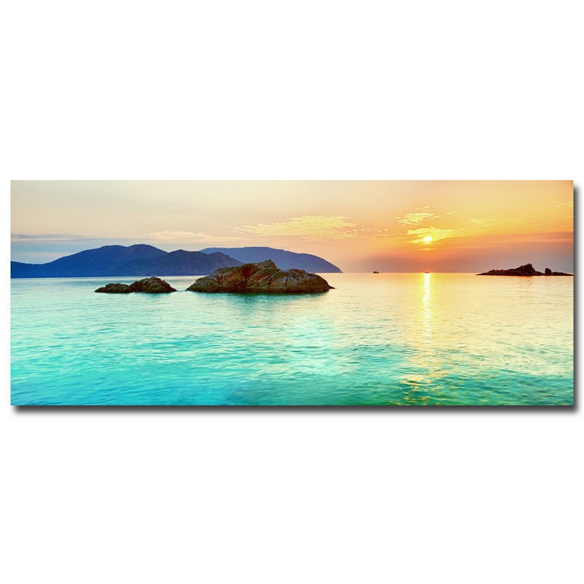 Tropical Sea Beach Sunset Skyline Nature Art Poster Print 32x24