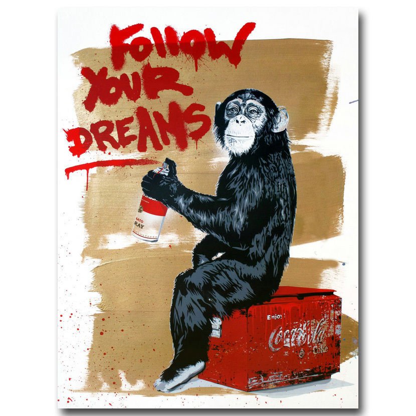 Follow Your Dreams Banksy Graffiti Art Poster Monkey 32x24