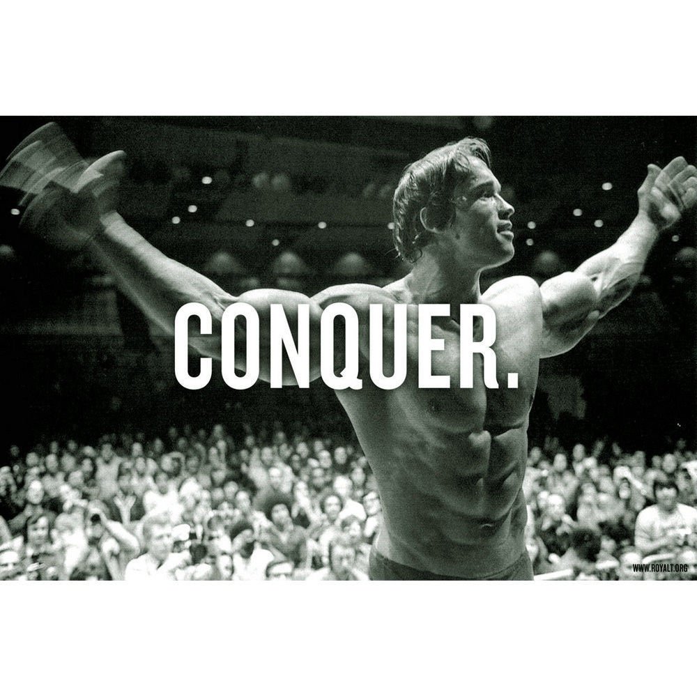 Arnold Schwarzenegger Conquer Motivational Poster Bodybuilding 32x24