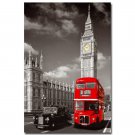 Red London Bus With Big Ben City Landscape Art Poster 32x24