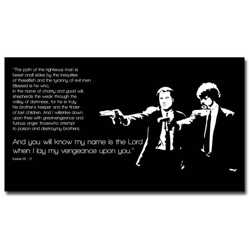Pulp Fiction Movie Quotes Art Poster Print Black White 32x24