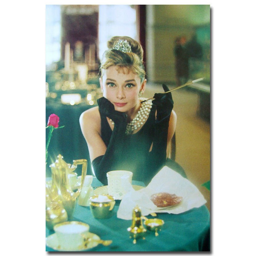 Audrey Hepburn Cigarette Movie Art Poster Breakfast At Tiffany S 32x24