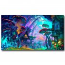 Mushroom House Psychedeli C Trippy Abstract Art Poster 32x24