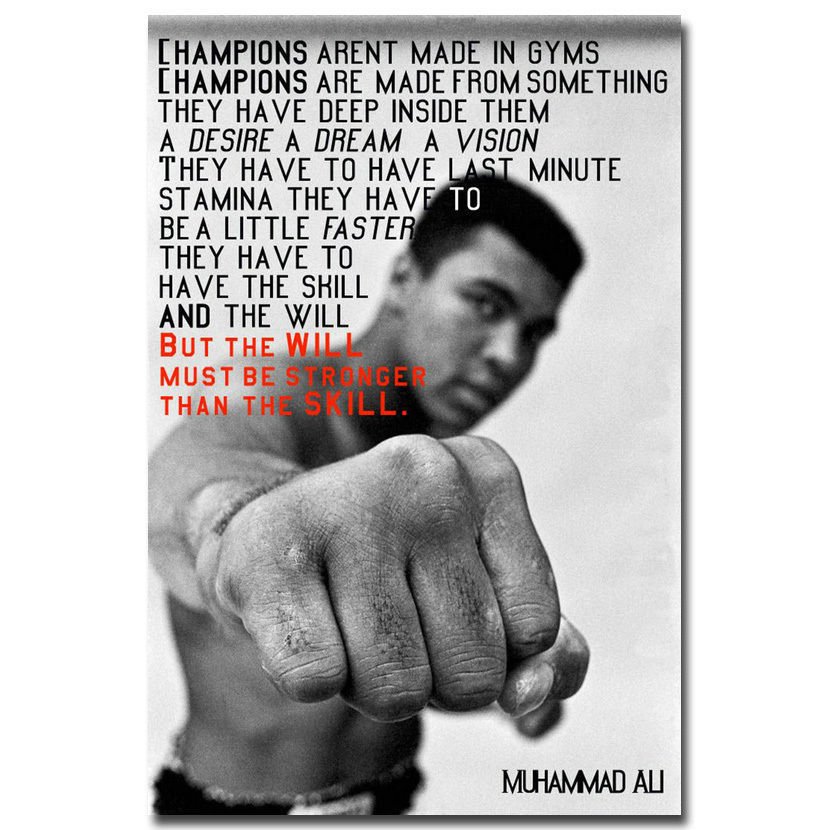 Muhammad Ali Motivational Quote Boxing Art Poster 32x24