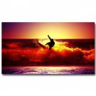 Sunset Surfing Ocean Waves Sports Landscape Art Poster 32x24