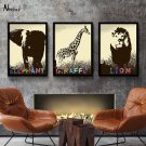 Minimalist Africa Animals Art Canvas Poster Picture Lion Elephant Giraffe 32x24