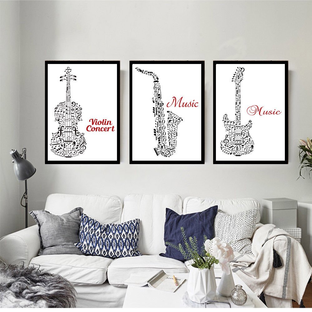 Musical Instrument Minimalist Art Canvas Poster Modern Music Bedroom Decor 32x24
