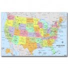 The Map Of USA Education Art Poster Print 32x24