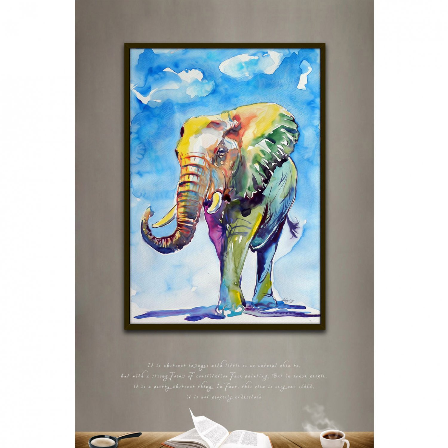 Elephant Animal Minimalist Art Canvas Poster Picture Modern Decor 32x24