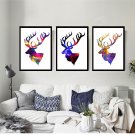 Colorful Deer Head Animal Minimalist Art Canvas Poster Modern Home Decor 32x24