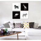 Lion Giraffe Animals Motivational Minimalist Art Canvas Poster Picture 32x24