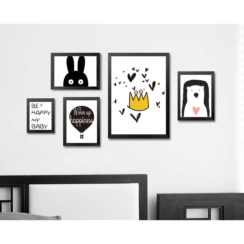 Lovely Cartoon Animal Minimalist Art Canvas Poster Picture Modern Decor 32x24
