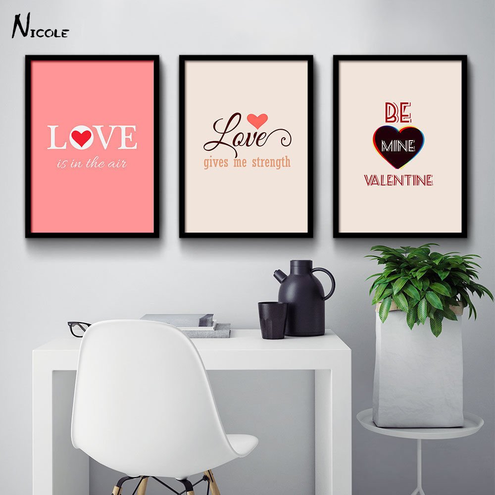 LOVE Motivational Quote Minimalist Art Canvas Poster Pictures 32x24